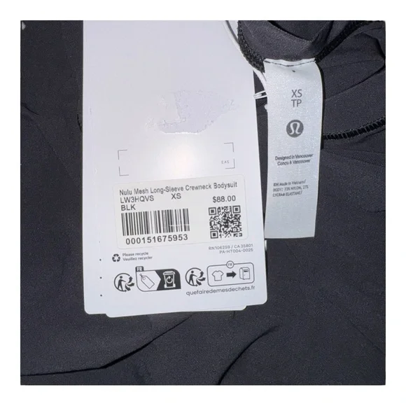 Lululemon Wundermost Nulu Mesh Long-Sleeve Crew Bodysuit Black XS (4) NWT - Picture 5 of 5